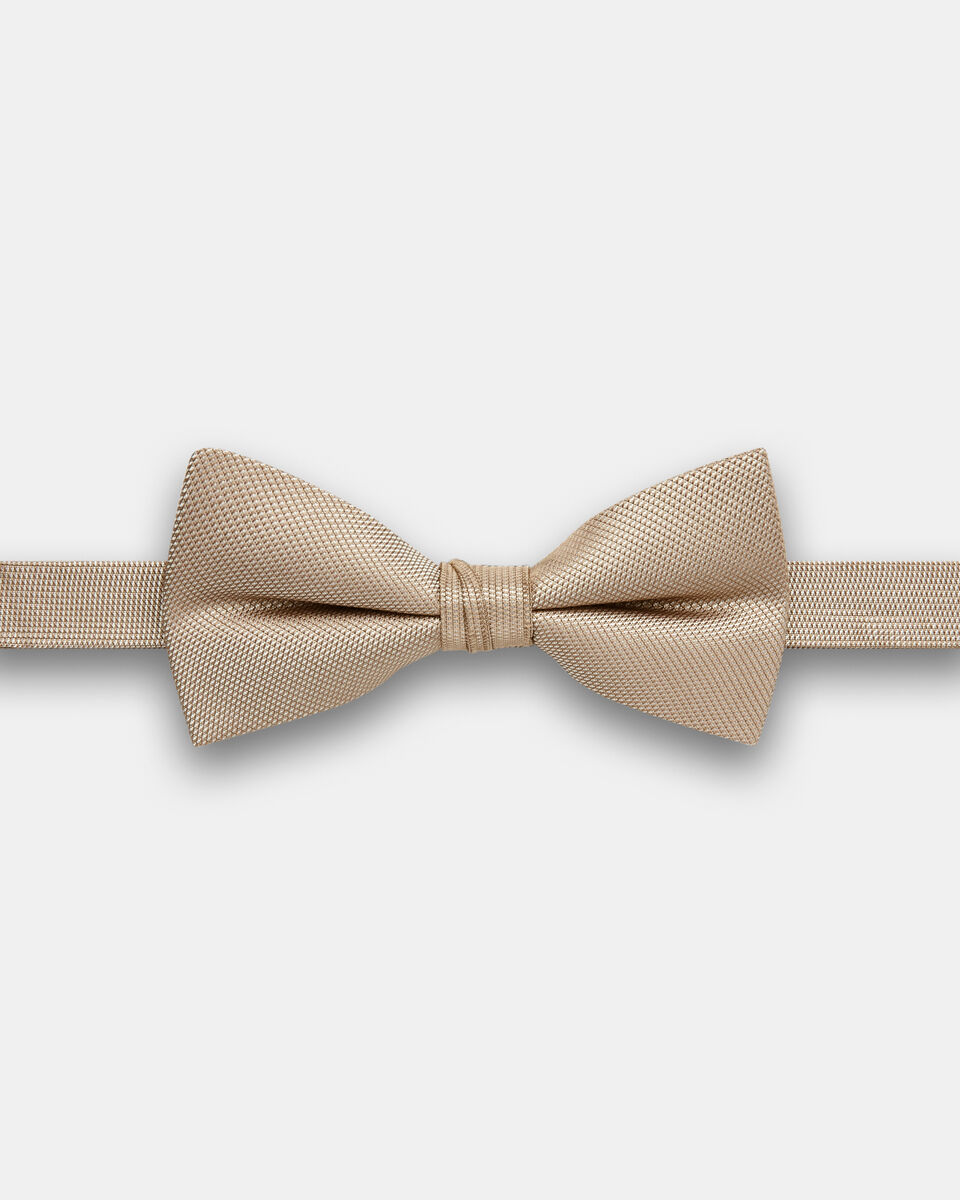 Lisson Self Textured Silk Bow Tie, Natural, hi-res
